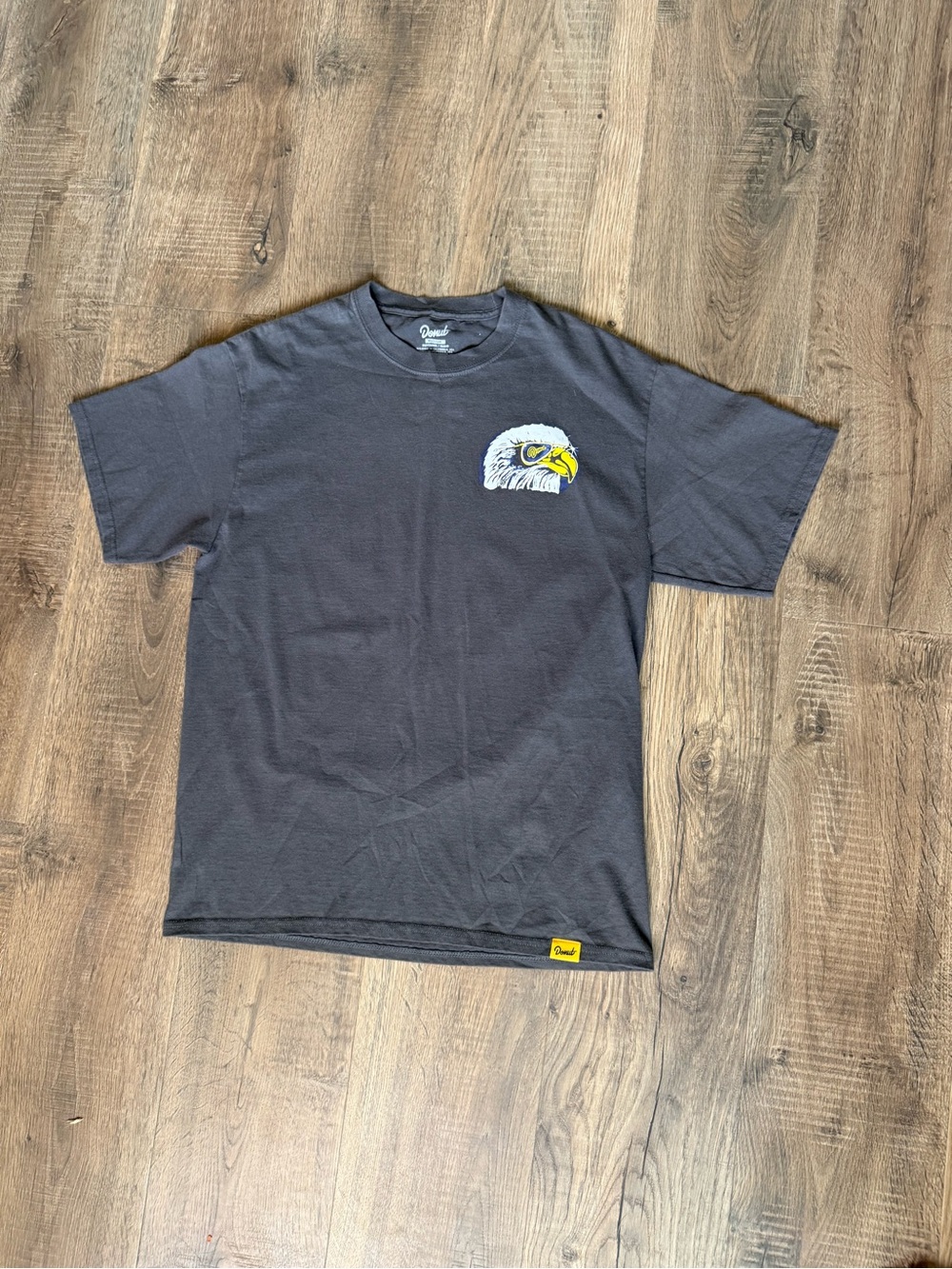 Black Short Sleeve Tee with Embroidered Eagle Accent